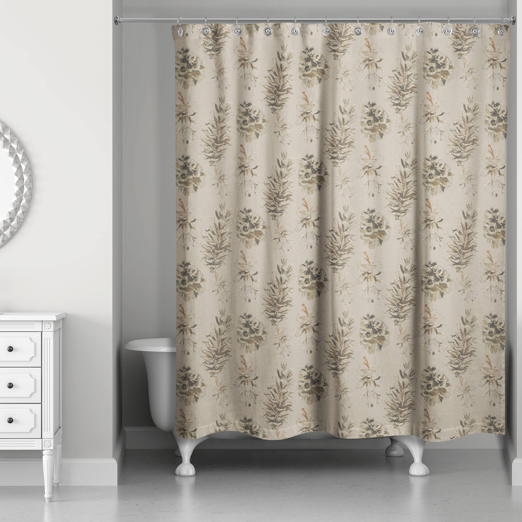 Pinecones on Brown Shower Curtain